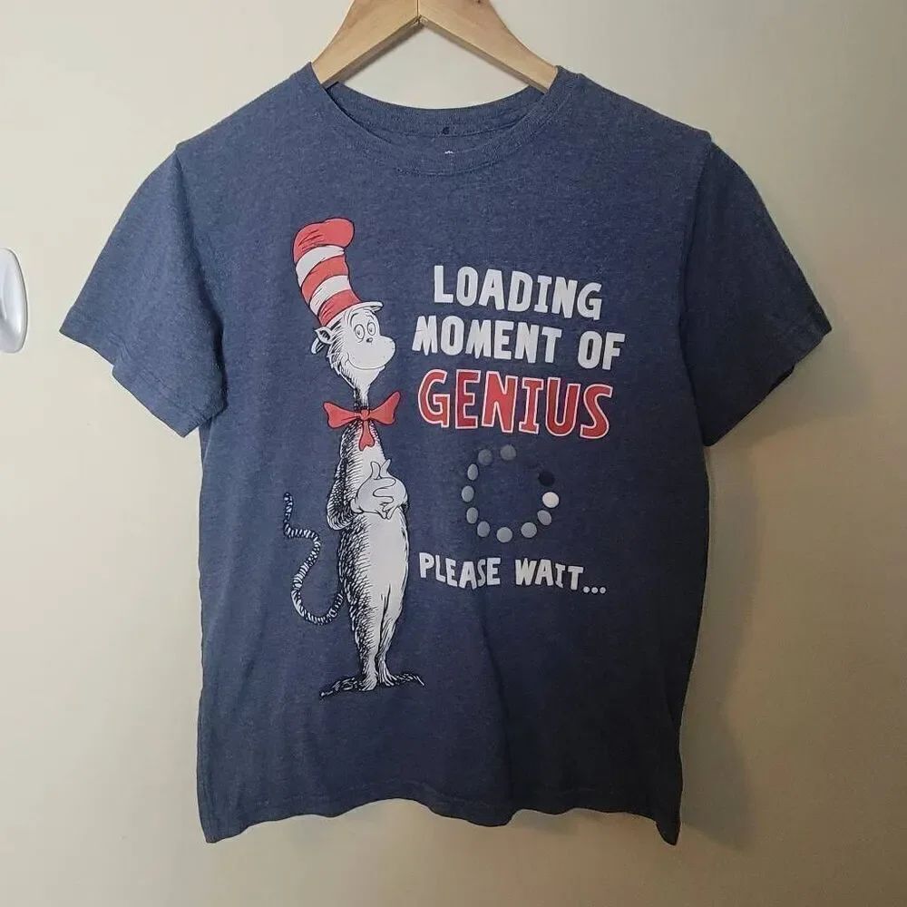 Dr Seuss Cat in the Hat Loading Moment of Genius Kids Youth Short Sleeve Tshirt